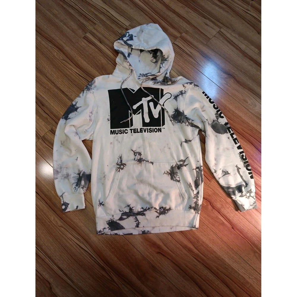 VTG Retro MTV‎ Tie Dye Camo Hoodie Sweatshirt Y2K Music Television Logo Unisex S